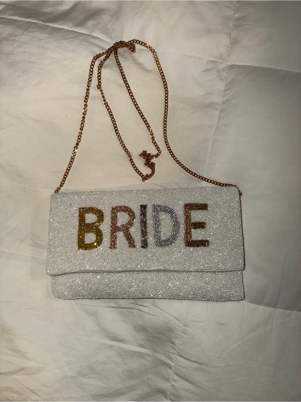Bride Beaded Envelope Crossbody Bag - White